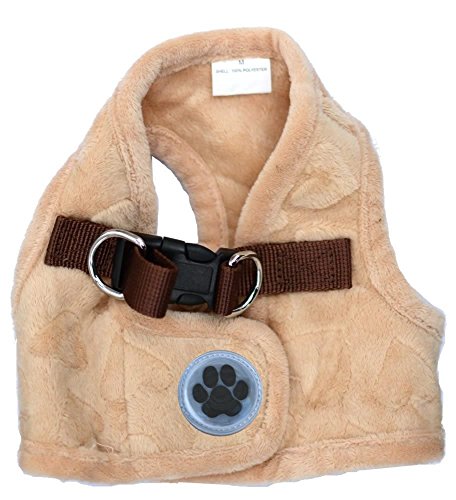Lanyarco Fleece Soft Pet Harness Vest for Small/Medium Pets,Size Runs Smaller, Small fits Pets 3-6 Pound,Medium 8-12 Pound,Large 12-16 Pound (XLarge: Neck 15', Beige)
