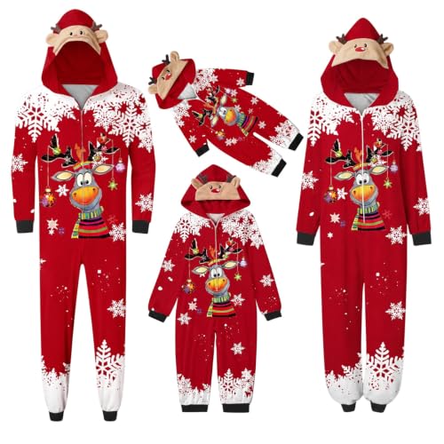 Christmas Pajamas for Family Cozy Reindeer Elk Xmas Graphic Hooded Jammies - image 5