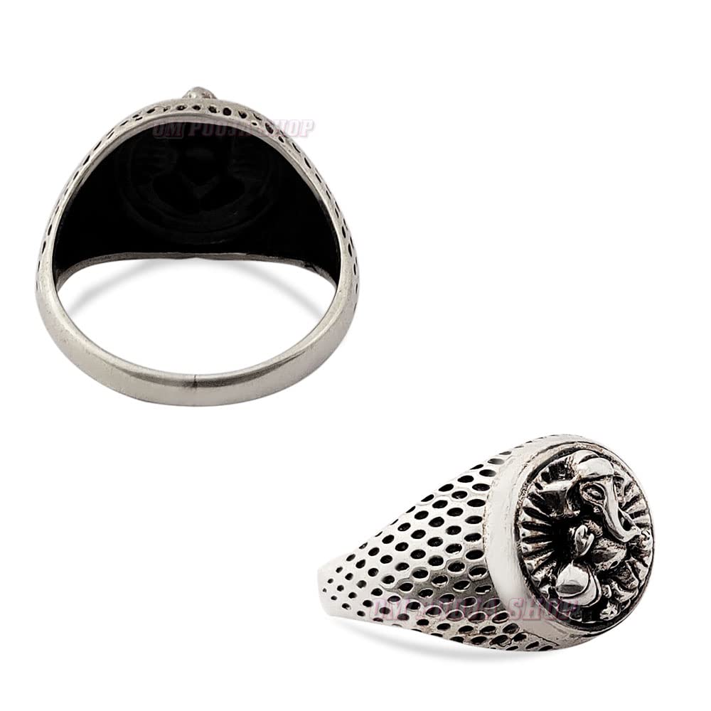 Om Pooja Shop Vighna Vinashak Ganesha Ring in Pure Silver