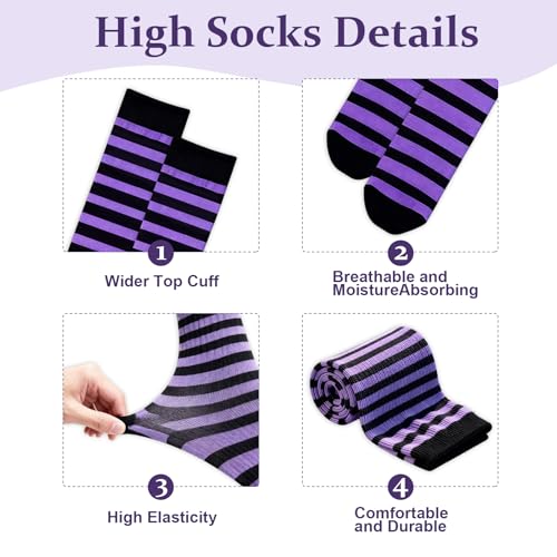 Image of YELAIVP Over Knee Rainbow Thigh High Socks Gloves Set Cosplay Accessories Arm Leg Warmers for Girls