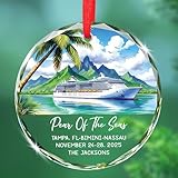 Kreuzfahrtschiff-Glasornament, Weihnachten 2025, personalisierter Standort/Name/Datum, Schiff, Urlaub, Weihnachtsdekoration, Kreuzfahrt-Reise, Weihnachtsbaum, hängende Ornamente, individuelle