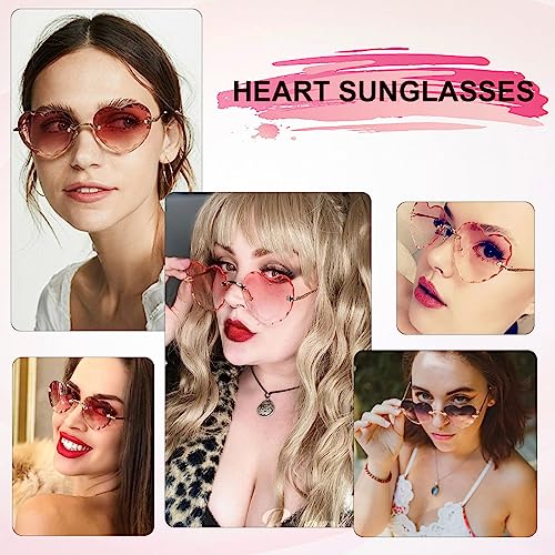 VIA LEECA Heart Rimless Sunglasses for Women, Trendy Cute Grandient Sun Glasses with Metal Frame4