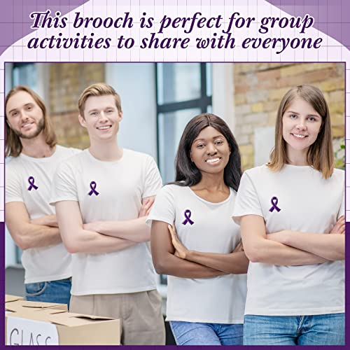 Image of Lupus Awareness Pin Purple Ribbon Lapel Pin Domestic Violence Overdose Alzheimers Pancreatic Cancer Awareness Products for Women Man Charity Public Social Event Supplies (100 Pieces)
