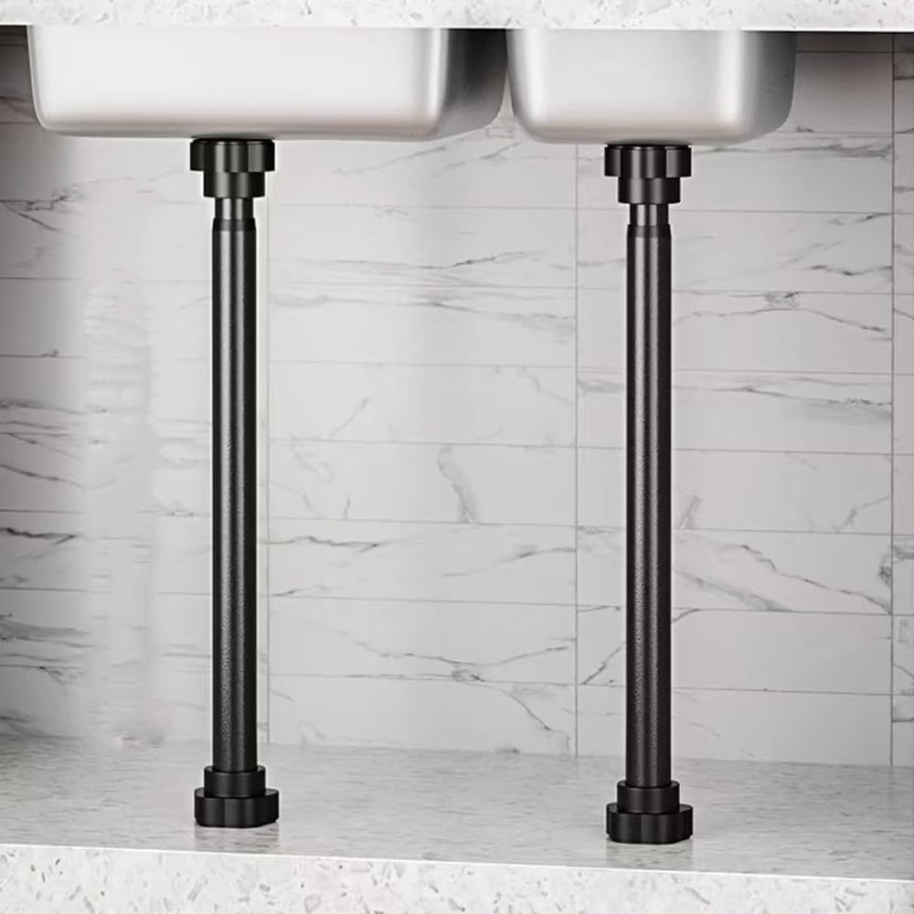 Patas telescópicas Ajustables para Fregadero: Varillas de Soporte de Acero Inoxidable aptas para fregaderos bajo encimera, encimeras de Cocina y Muebles, Incluye Kit de reparación (65-100 cm
