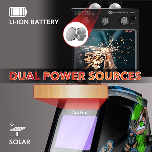 Image of Large Viewing Welding Helmet Auto Darkening Welding Hood with Light