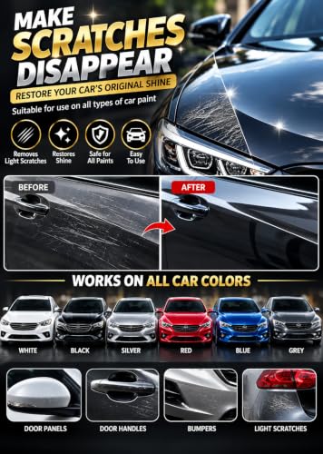 Image of Car Scratch Remover Wax Polish for Vehicles | Repair Deep Scratches Swirl Remover and Paint Restorer Kit with Microfiber Cloth Polishing & Waxing Set for Cars, Bikes & Ev's 300ML