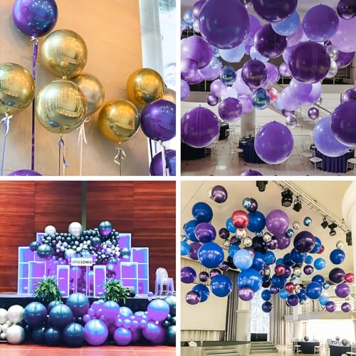 Image of PartyWoo Metallic Purple Large Giant Foil 4D Balloons 20pcs Different Sizes