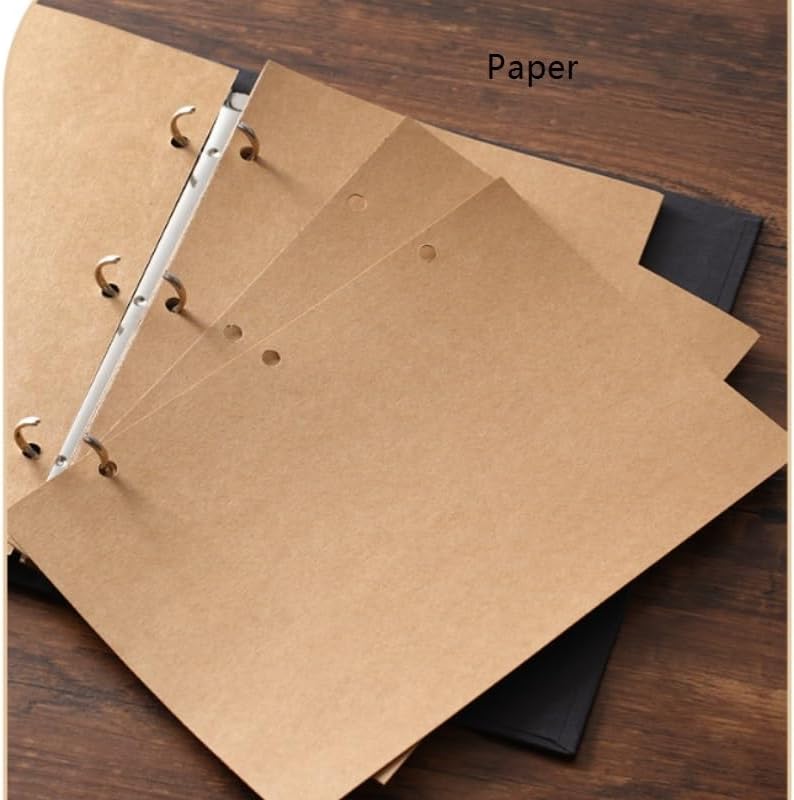 Travel Growth Commemorative Book ﻿ Loose Leaf Kraft Paper Creative Handmade Photo Album Commemorative Album Applicable to photos, receipts, star cards, etc(17 * 23 * 4cm)