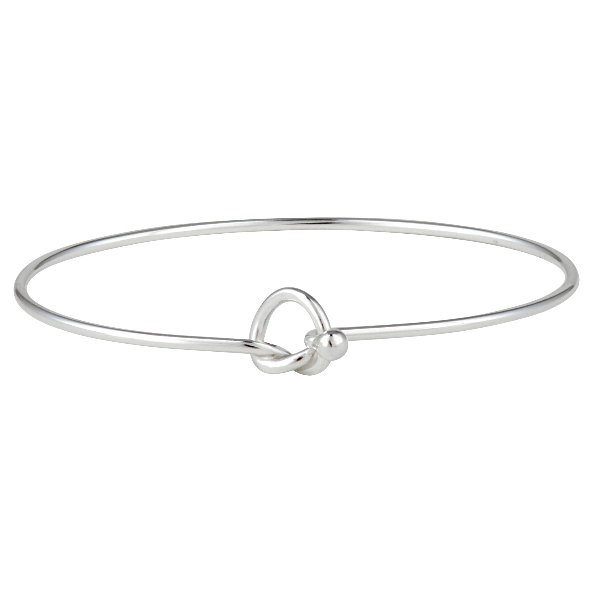 Silverly Bracciale in Argento Sterling 925 lucido per Donna con Nodo dell'Amicizia | Bracciale Rigido con Chiusura a Pressione e Gancio | Simpatico Regalo di Ringraziamento