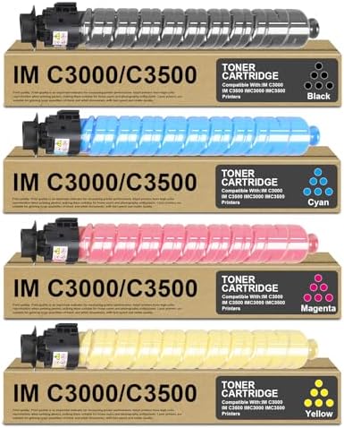 IMC3000 IMC3500 High Capacity Toner Cartridges 842251 842252 842253 842254 Replacement for Ricoh Lanier Savin IM C3000 IM C3500 Printer（4 Pack-Black, Cyan, Magenta, Yellow