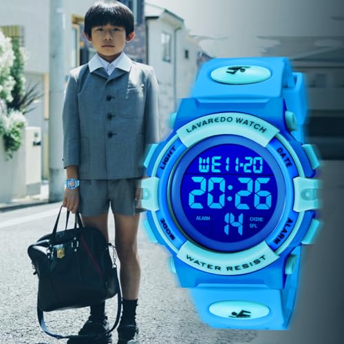 Image of Kids Watch,Boys Watch for 3-15 Year Old Boys,Digital Sport Outdoor Multifunctional Chronograph LED 50 M Waterproof Alarm Calendar Analog Watch for Children with Silicone Band,Kids Gift