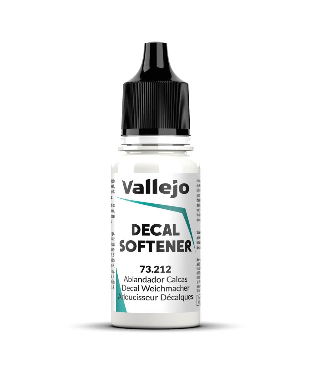 VallejoClear Decal Softener, 18 ml Bottle, Ideal for Smooth Application on Models and Miniatures, Enhances Adhesion and Detail