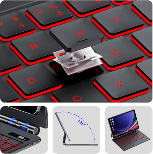 Image of RTSY Magic Style Keyboard case for Samsung Galaxy Tab S11, S10 Lite, S10FE, S9, S9 FE, S8, S7 (11 /10.9 Inch) with 7-Colors Backlit & Precision Trackpad, Floating Cantilever Magnetic Stand (Black)