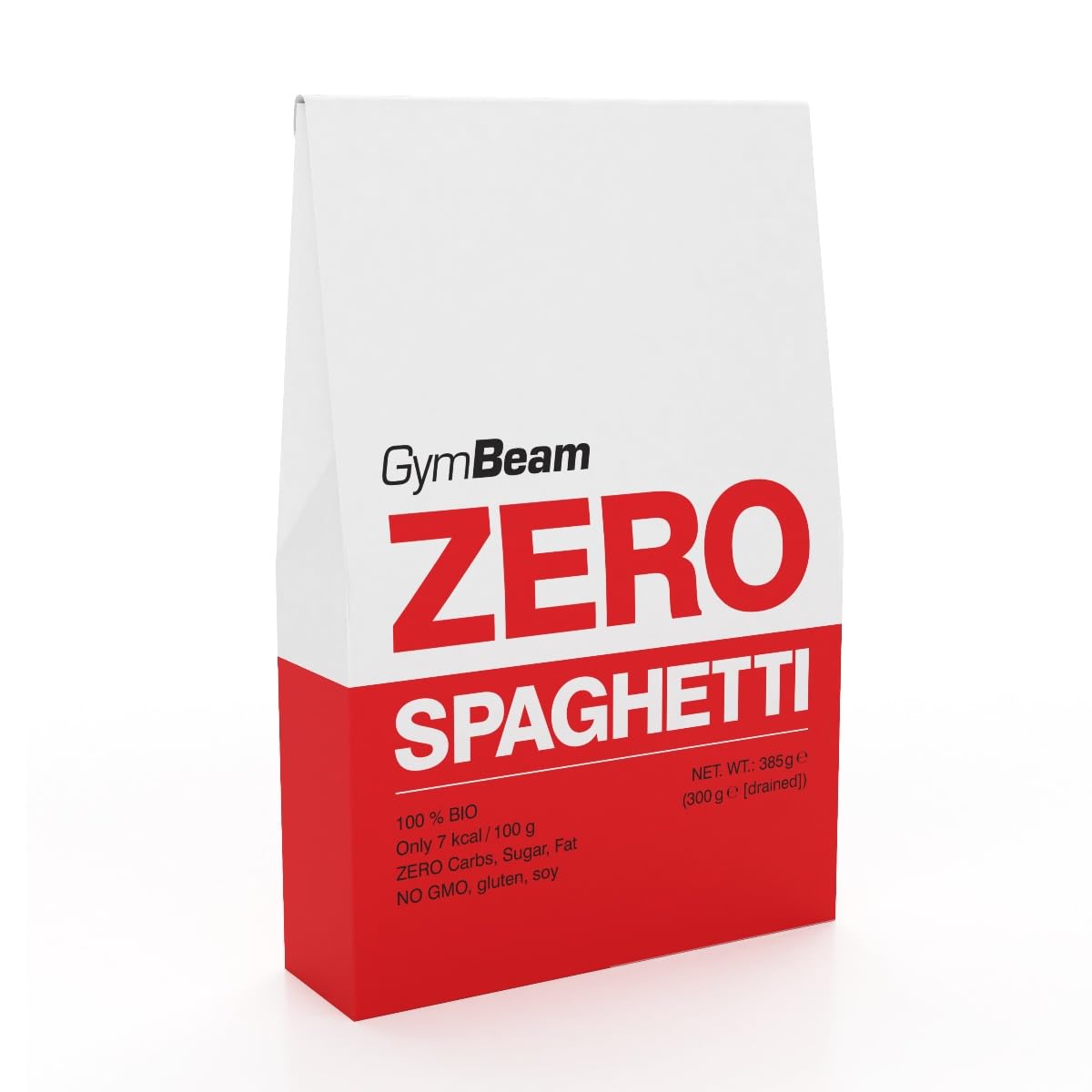 GymBeam Spaghetti Zero BIO 385g, Pasta Ipocalorica di Farina di Konjac, Adatta ai Vegani, Senza Glutine, Quasi Zero Carboidrati e Grassi, Ideale per la Perdita di Peso, Massima Qualità Biologica