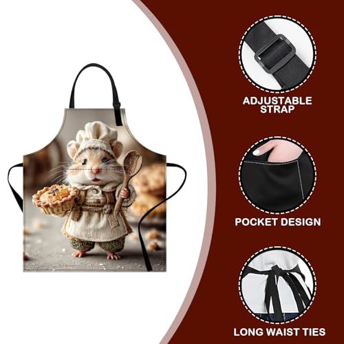 Image of Nuxovilar Cute Apron with Pockets, 26.77 * 30.7 Inches, Versatile for Meal Prep, Baking, Holiday Cooking