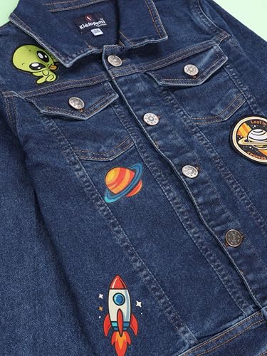 Image of KiddoPanti Boys Denim Jacket | Cotton Poly Blend with Spandex | Washed Denim, Full Sleeve | Button Closure & Front Flap Pockets | Collared Neck
