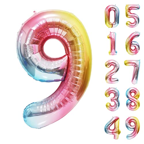 Diva 数字バルーン ビッグ約90cm バルーン 風船 大きい 巨大 数字 ビッグバルーン 大きい風船 飾り付け 誕生日 記念日 イベント 内祝い くすみ 9 レインボー