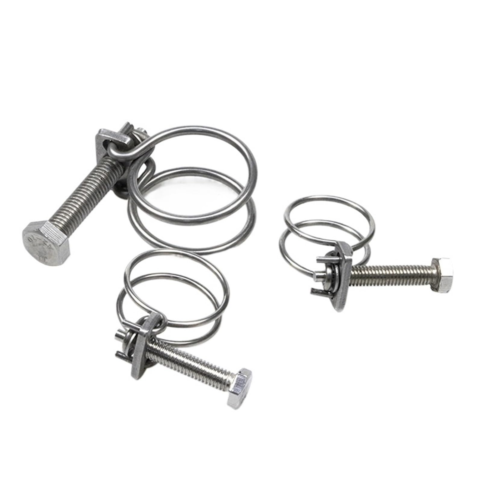 Double Line Hose Clamp 304 Stainless Steel Pipe Hoop Double Wire Throat Clamp Adjustable 9-200mm Plumbing Fastener Hardware(Dia 60-65mm)