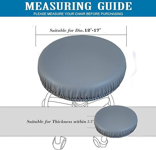 Miniatura 6 de Fundas para taburetes redondas, elásticas de poliuretano redondo, impermeables, redondas, fundas de asiento para taburetes de bar, fundas de asiento