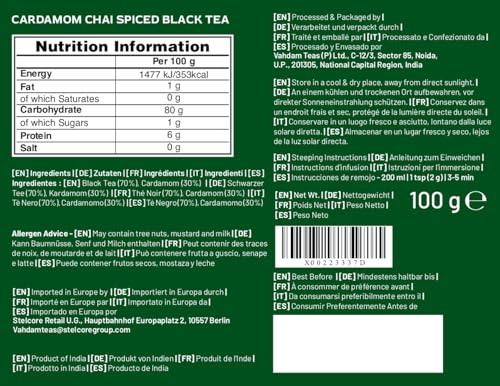 Image of VAHDAM Cardamom Chai Tea Loose Leaf (3.53oz|50+ Cups) Indian Masala Chai