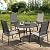 PHI VILLA 5 Pieces Outdoor Patio Dining Set with 4 Stackable Aluminum Dining Chairs & 1 Large Round Dining Table, Extra Wide Textilene Mesh Fabric Chair and 42" Metal Table for All Weather