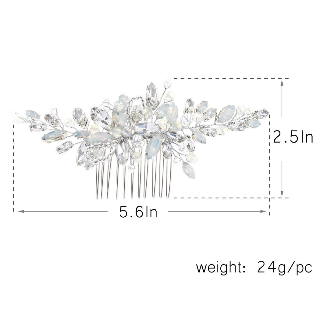 Yean Wedding Hair Comb Silver Rhinestones Opal Crystal Vintage Bridal Hair Clips Accessories for Brides and Bridesmaids - Image 4