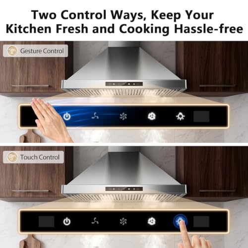Image of Wall Mount Range Hood 30 inch, 900 CFM Stainless Steel Kitchen Hood