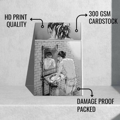 Image of Posternet Set of 12 Eren Yeager manga kit wall decor 300 GSM hard poster Attack on Titan posters Paper Print (11.7 inch X 8.3 inch) Photographic Paper (33 inch X 23 inch)