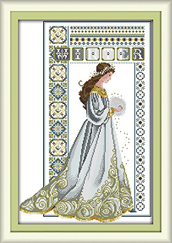 Taideton Stamped Cross Stitch Kit Diy Embroidery Starter Kit Full Range Of Cross Stitch Home Decoration Embroidery Kit 11Ct 3 Strands (Winter Angel 18.2'' X 26'') #TOP27