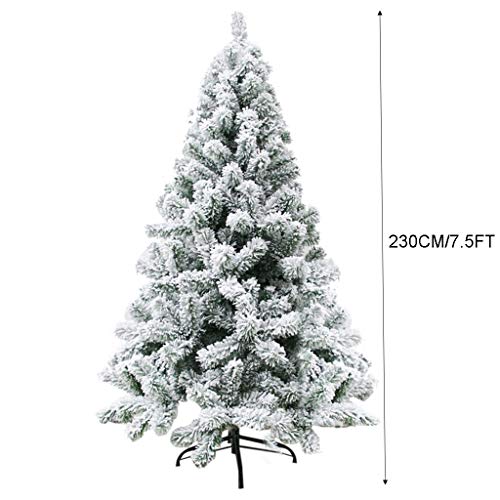 xiannv 6ft/7.5ft Premium Snow Flocked Hinged Artificial Pine Christmas Tree Holiday Decor w/Metal Stand for Holiday Decoration (White, 7.5Feet)
