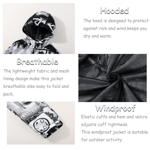 Image of SNOW DREAMS Boys Waterproof Rain Jacket Windbreaker Lightweight Coat Kids Raincoat Outerwear