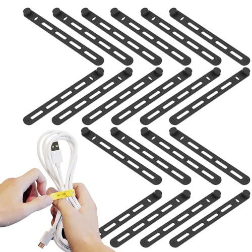 Sujetacables, Organizador Multiusos Elástico para Atar y Fijar Cables, 20 Unidades Reutilizables para Viajes Hogar Escuela Oficinas Coche Cocina