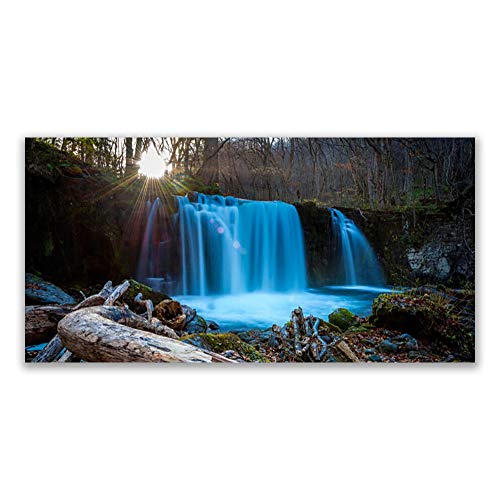 Tableau moderne design paysage soleil cascade pour décoration maison