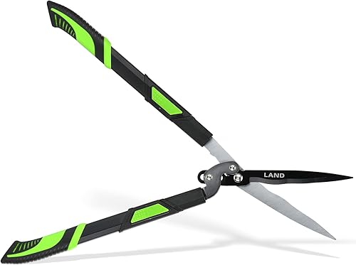 LAND Tijeras telescópicas resistentes con hoja ondulada y asas de acero extensibles a 29 "-38". Cortasetos manuales extensibles para recortar