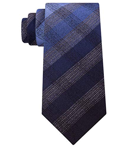 Kenneth Cole Mens Tonal Check Self-tied Necktie, Blue, One Size