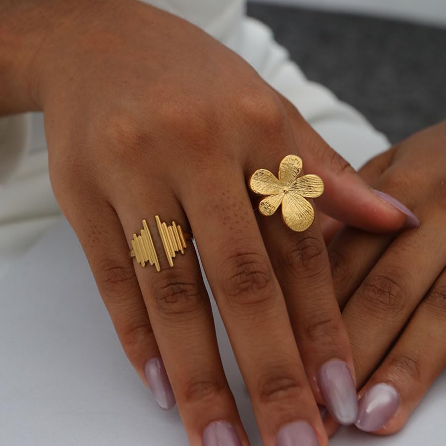 S&P minimalist open ring, modern simple Design, Adjustable Statement ring for Women, 18K Gold Plated ring for Women, Hypoallergenic, Tarnish Resistant, Minimalist Jewelry, Gift for Her - Image 2