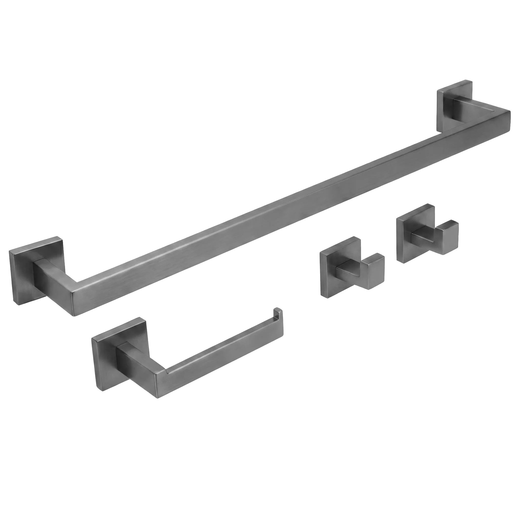 Rea - Juego de Perchas de baño Rio 4 Piezas - Titanio - Metal - 10 x 10 x 10 cm