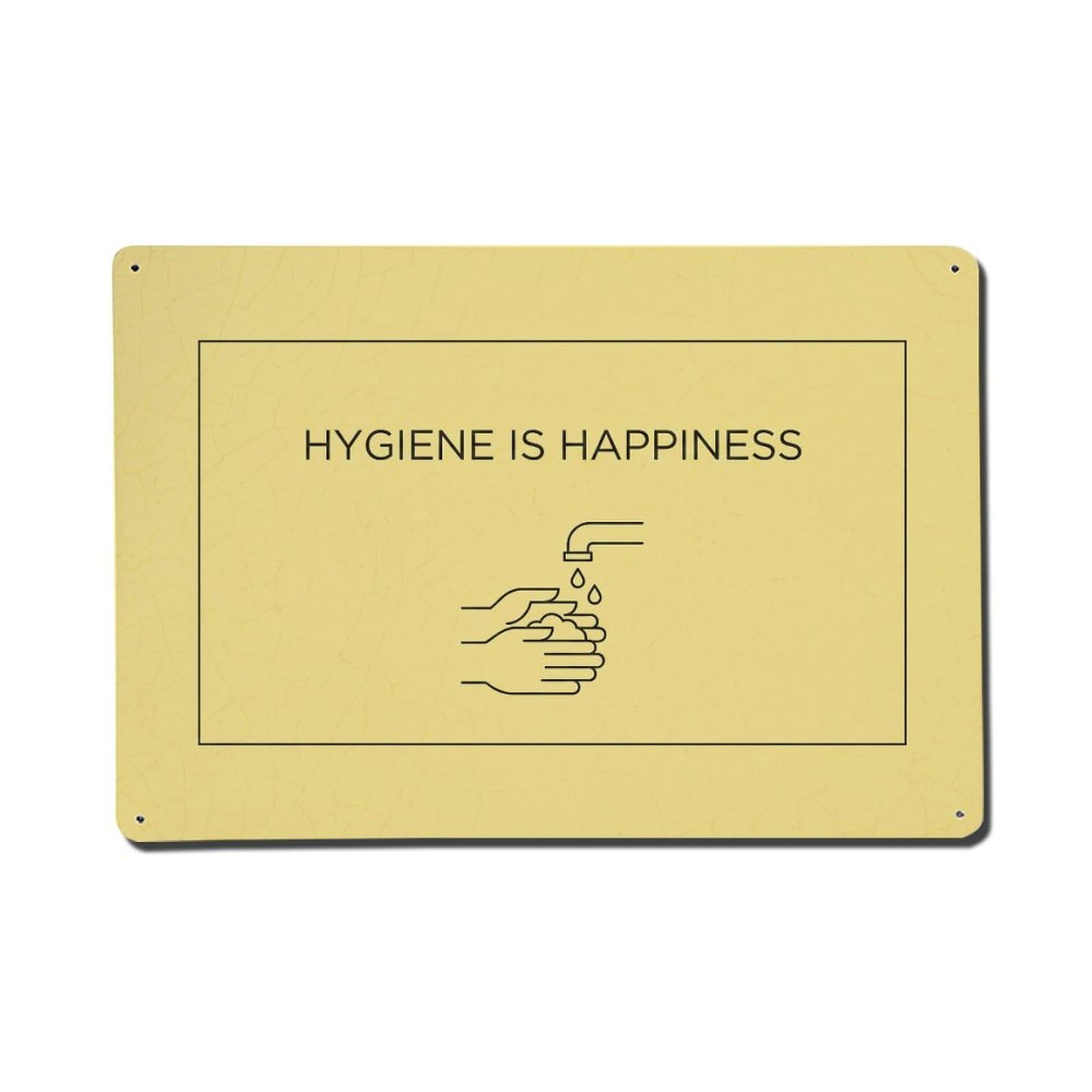 Olhnbad Style Hygiene Is Happiness Hand Washing Quote Metal Tin Sign