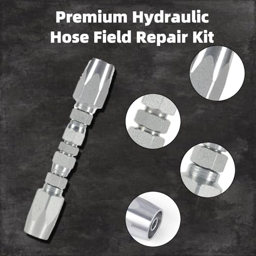Image of 3 Pack 1 /4 inch 3 /8'' 1 /2'' Hydraulic Hose Field Repair Kit 1 /4 inch 3 /8'' 1 /2'' Inner Diameter Reusable Hydraulic Hose Fittings Hydraulic Hose Connector (1 /4 & 3 /8 & 1 /2 Inch)