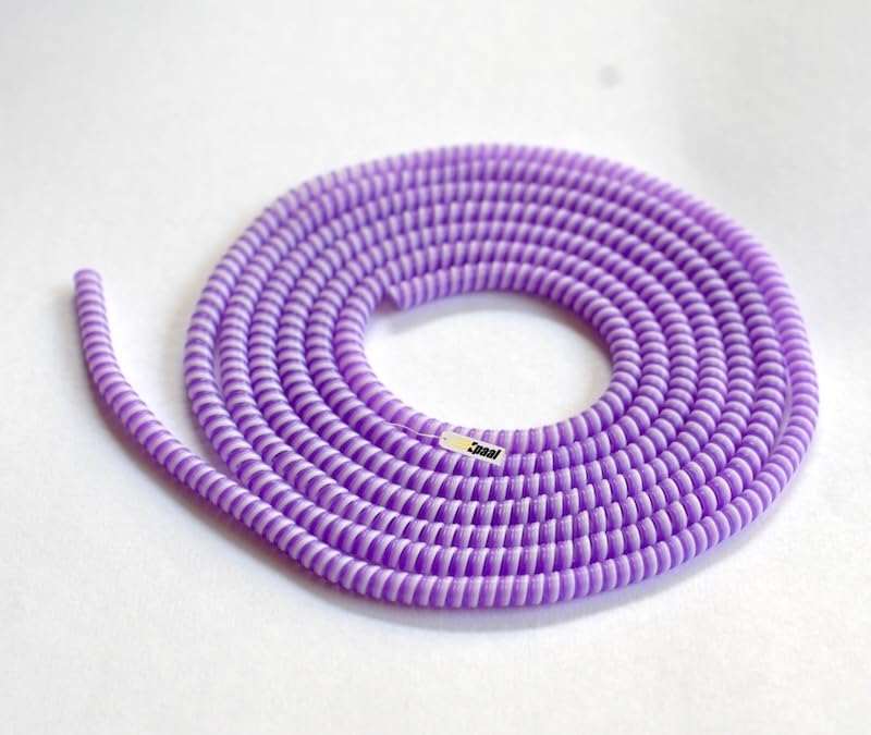 Image of J'TTON Spiral Triple Color (2 Pcs) 1.4 Meters Each-Full Size Cable Cord Charger Protector Saver Winder for iPhone & Android Charging Cables (Light Purple)