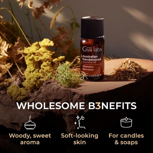Image of 100% Pure Australian Sandalwood Essential Oil - 0.34 Fl Oz - Australian Sandalwood Oil for Hair, Skin, Diffuser, Aromatherapy & DIY Candle Making Scent