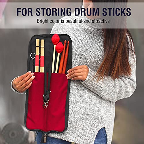 Dilwe Drum Stick Bag, 5 Colors Drum Stick Storage Hanging Bag Drumstick Portable Handbag with Handle(Red)