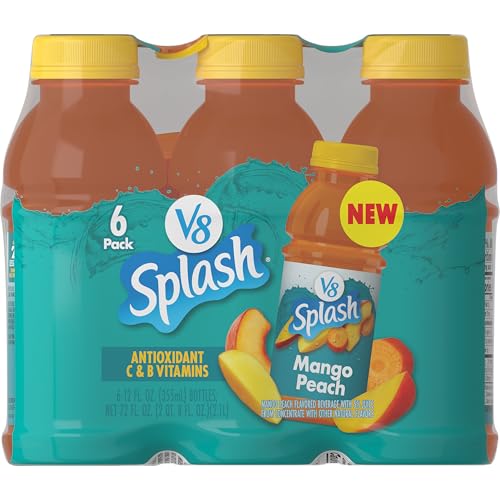 Image of V8 Splash Mango Peach Flavored Beverage, 12 oz. (6 pack)