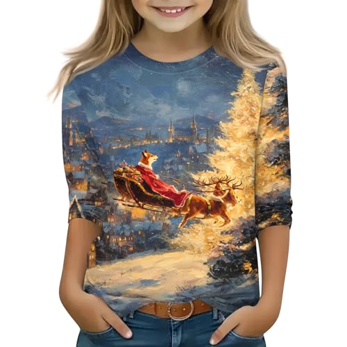 Generisch Weihnachtskleid 152 Rot Warm Pulli Rosa Große Größen Weihnachtspullovee Pullover Mädchen 158 Langarmshirt Licht Langarm Weihnachtsshirt...