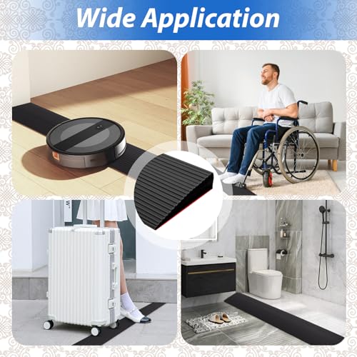 Türschwellenrampen, Schwellenrampe, PVC Rollstuhlrampe, rutschfeste Oberfläche, Gummirampe Auffahrrampe Schwellenrampe für Rollstuhl, Kinderwagen, Rollator oder e Scooter (Schwarz, 90X8X1CM)