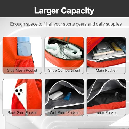 Image of Leosportz Sports Drawstring Bag Backpack for Men Women - Basketball Bag Gym Backpack Dedicated Shoe Compartment | Waterproof Large Space Gym Bag
