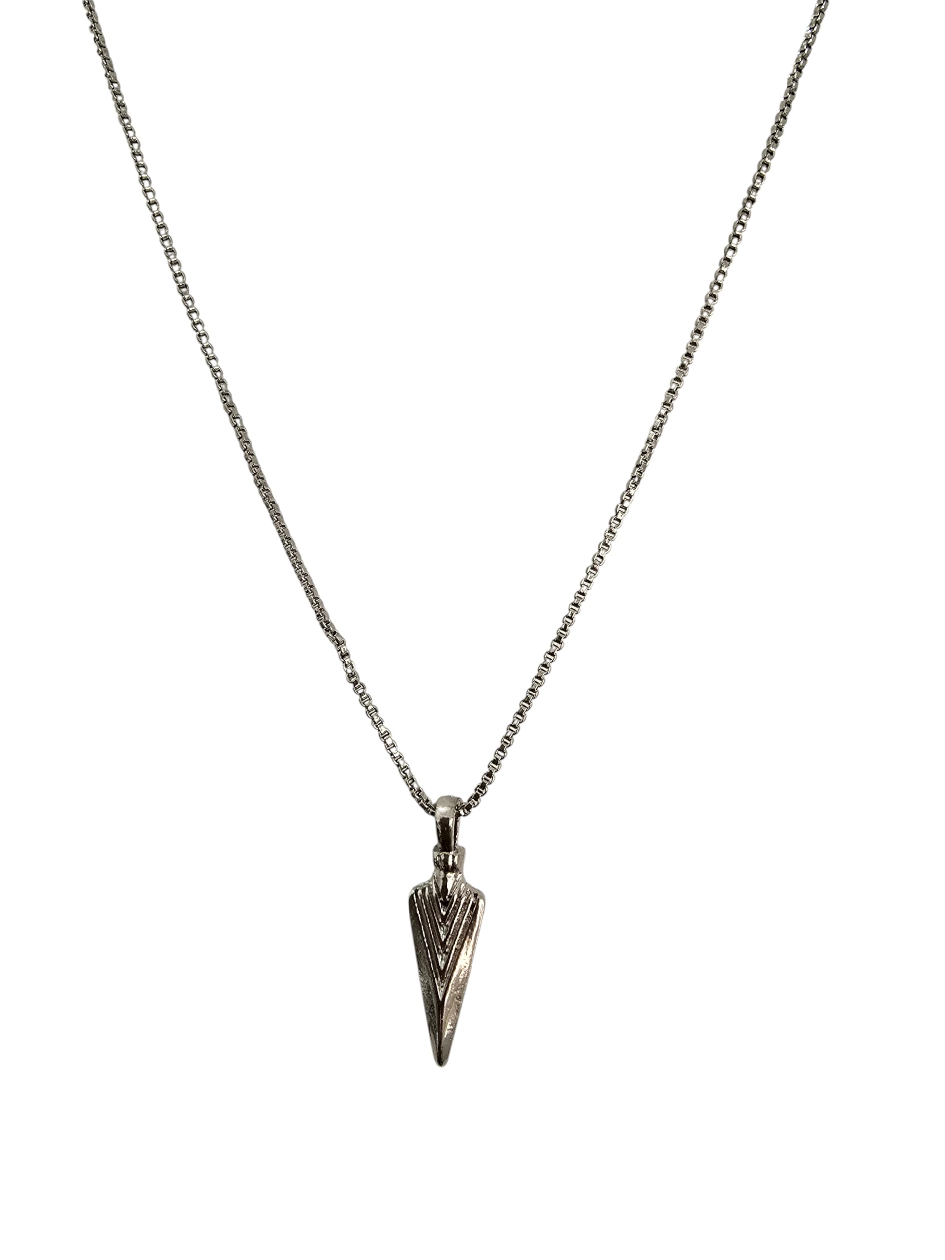 NEW TREND CRAFT. Arrow Pendant Silver Necklace, Gunmetal Grey, Textured Metal, Chain Included-image-1