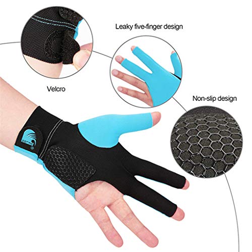 Quick-Dry Breathable Billiard Glove For Left Bridge Hand Professional 3 Fingers Lycra Stretchable Pool Cue Snooker Glove Snooker Carom Billiard Pool Cue Sport Glove Handwear Gift For Men Women Player #TOP1