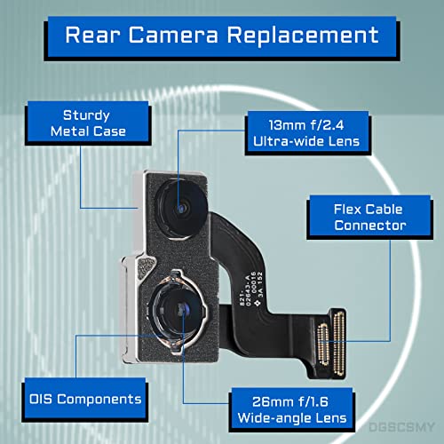 Image of for iPhone 12 Back Camera Replacement Module 12MP Main Rear Lens Parts iPhone12 6.1 inch with Ultra Wide Lens OIS HDR Photos 4K Video Flex Cable Fix Repair Assembled Tools Kit for A2172 A2402 A2403 A2404