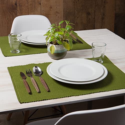 Now Designs Spectrum Basic Cotton Placemats, Set of Four, Fir Green, 19 x 13 inches (Set of 4) - Image 2